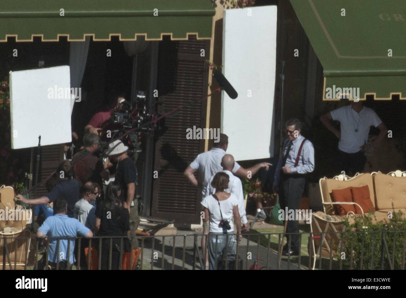Der Mann von U.N.C.L.E Rom mit Dreharbeiten: Hugh Grant, Guy Ritchie Where: Rom, Italien: 2. Oktober 2013 Stockfoto