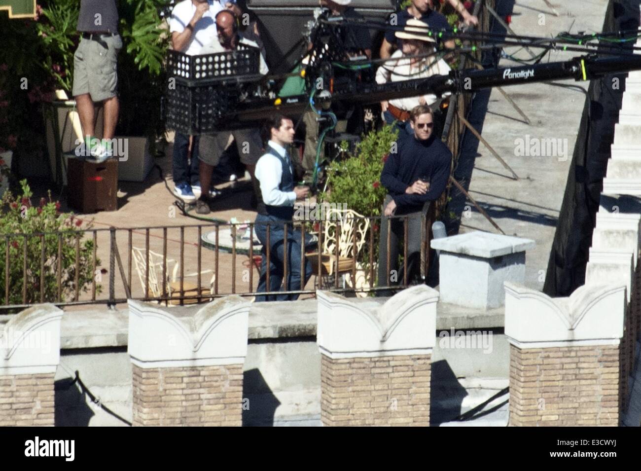 Der Mann von U.N.C.L.E Rom mit Dreharbeiten: Henry Cavill, Armie Hammer wo: Rom, Italien: 2. Oktober 2013 HOTP Stockfoto