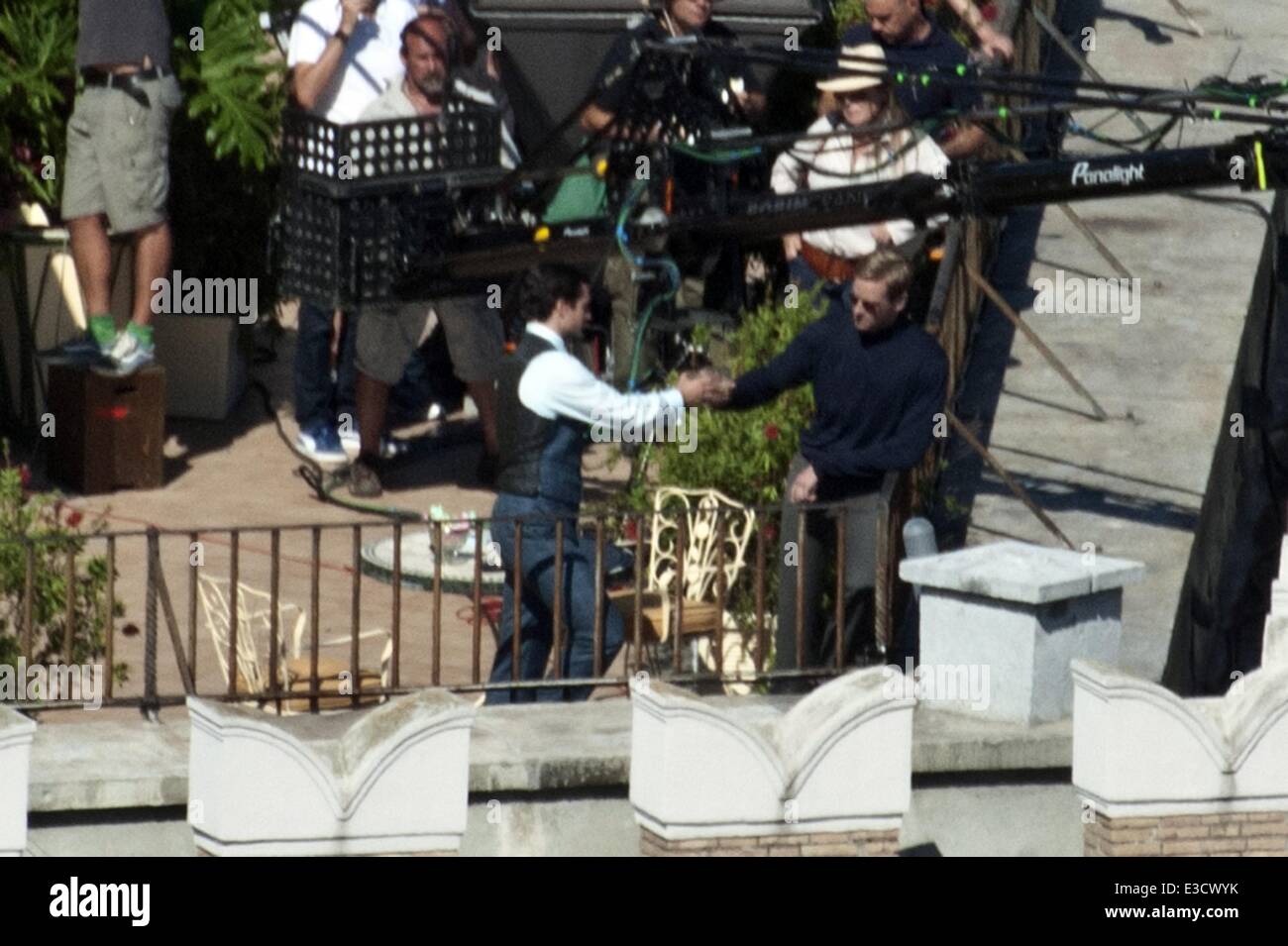 Der Mann von U.N.C.L.E Rom mit Dreharbeiten: Henry Cavill, Armie Hammer wo: Rom, Italien: 2. Oktober 2013 Stockfoto