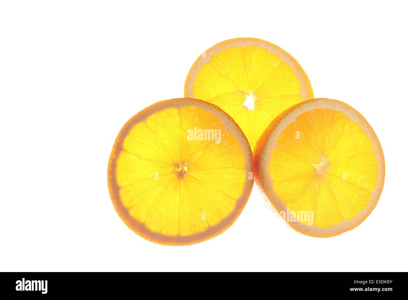 Frischen Orangenscheibe isoliert auf weißem Hintergrund Stockfoto