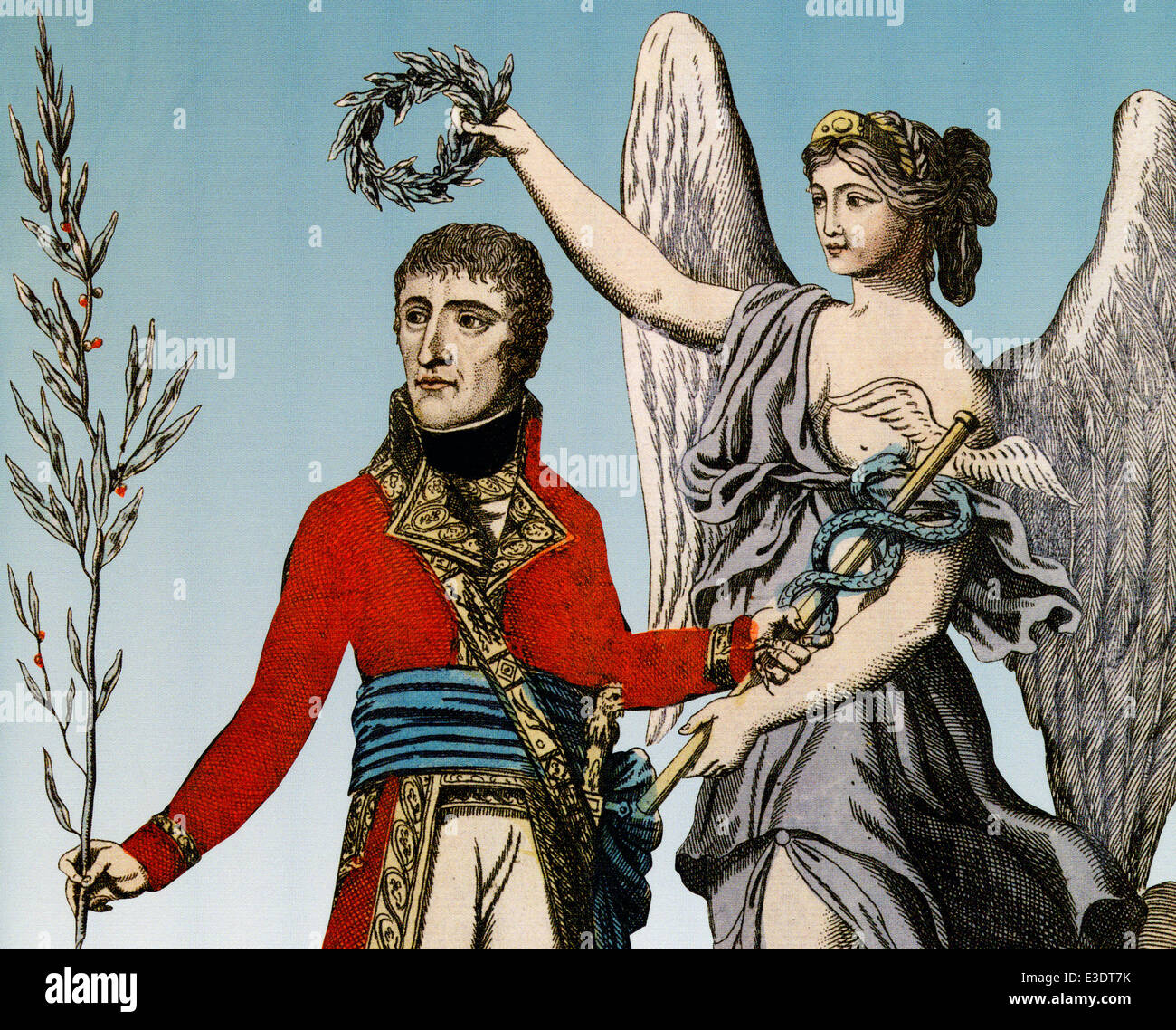 NAPOLEON BONAPARTE (1769-1821) gezeigt Befriedung als Erster Konsul in einer handkolorierten Illustration im Jahre 1802 Stockfoto