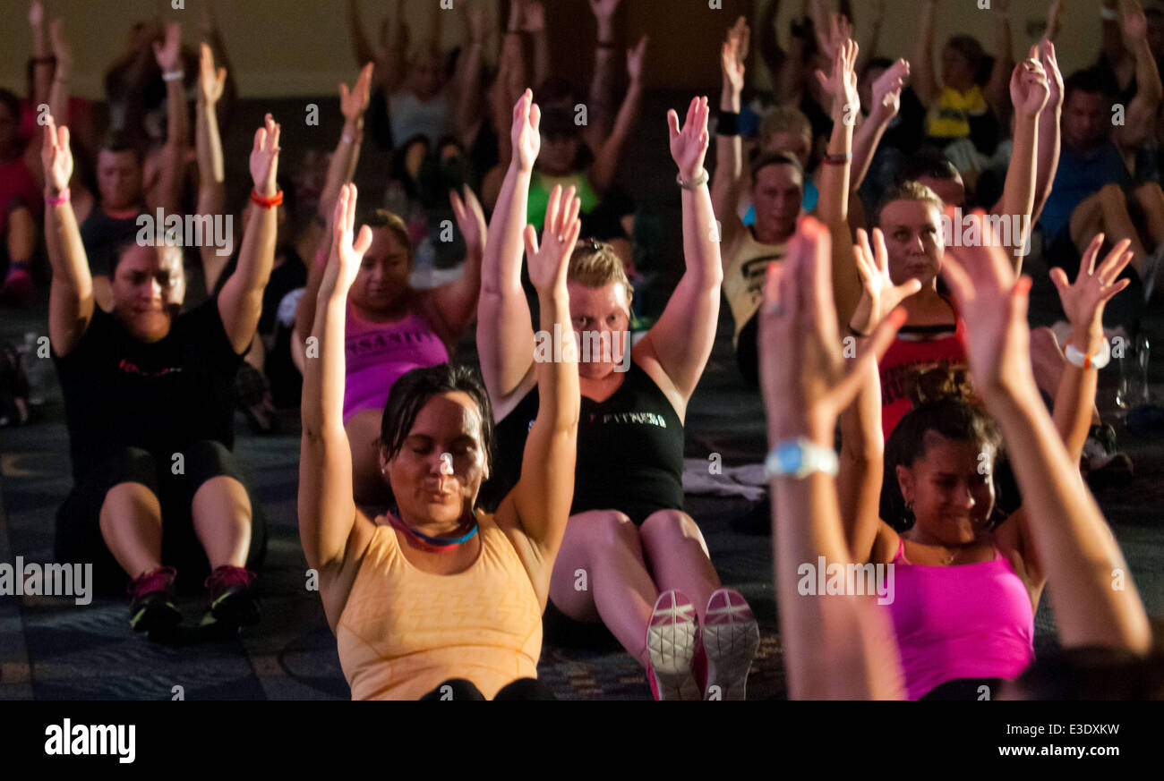 Schweiß-USA: All-Star-Fitness-Festival auf der Miami Beach Convention Center, wo: Miami Beach, Florida, Vereinigte Staaten, wann: 13. Oktober 2013 Stockfoto