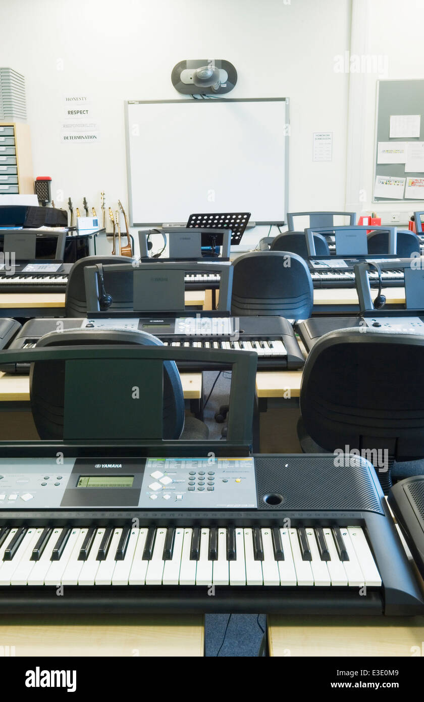 Musik-Unterricht in einem modernen Gymnasium. Stockfoto