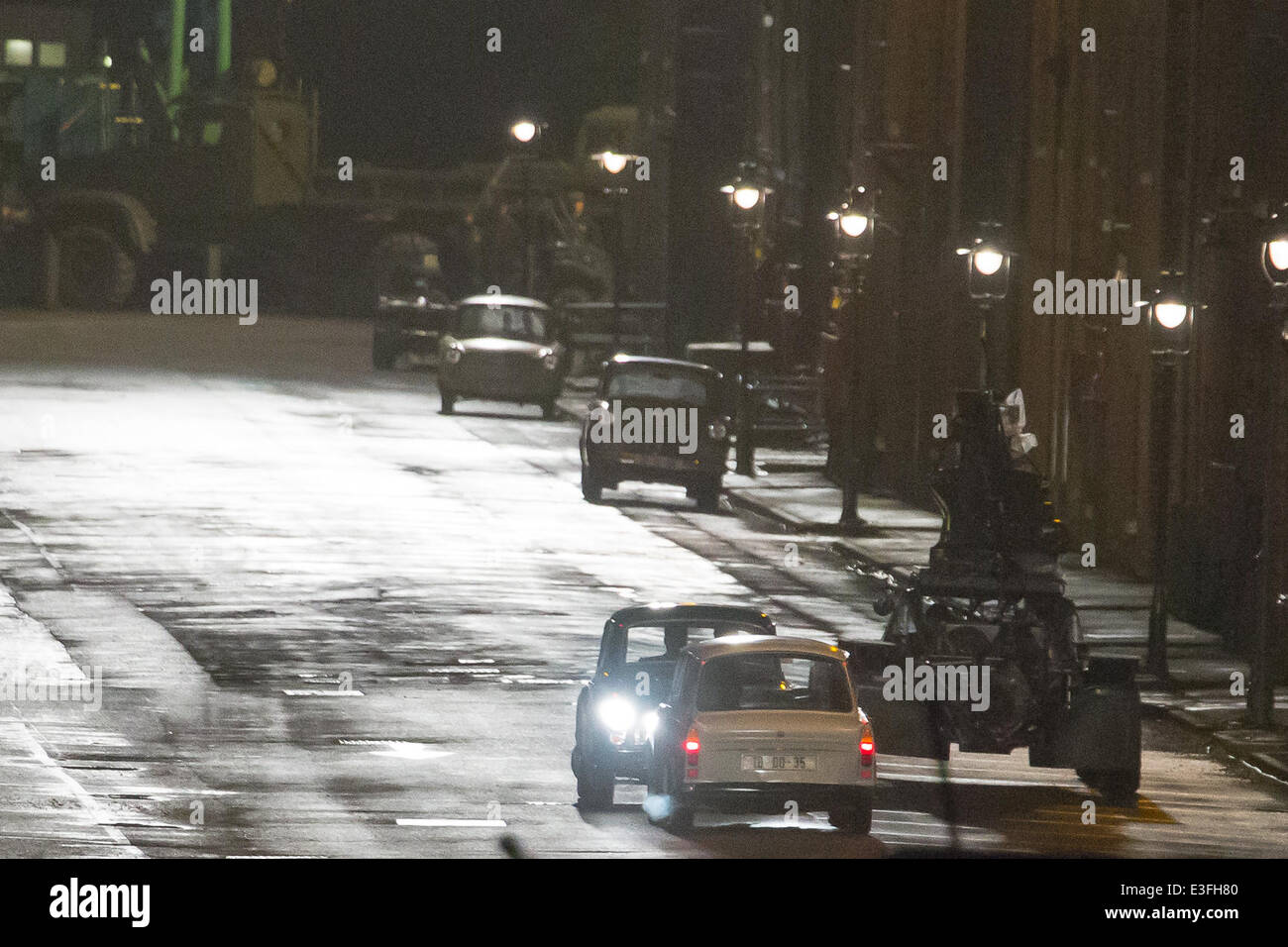 Ein Stunt-Szene gefilmt für den neuen Film "Der Mann von U.N.C.L.E" Featuring: Armie Hammer, Henry Cavil wo: Kent, Großbritannien: 31. Oktober 2013 Stockfoto
