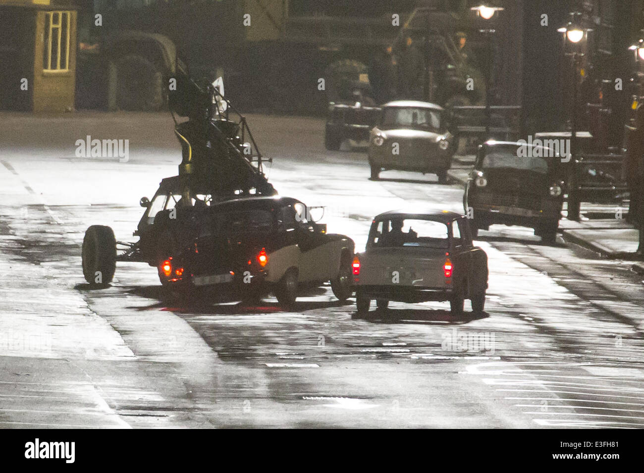 Ein Stunt-Szene gefilmt für den neuen Film "Der Mann von U.N.C.L.E" Featuring: Armie Hammer, Henry Cavil wo: Kent, Großbritannien: 31. Oktober 2013 Stockfoto