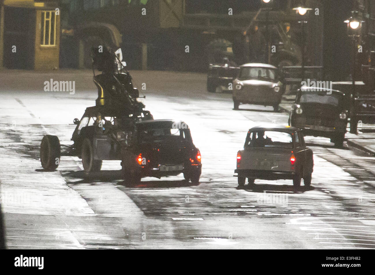 Ein Stunt-Szene gefilmt für den neuen Film "Der Mann von U.N.C.L.E" Featuring: Armie Hammer, Henry Cavil wo: Kent, Großbritannien: 31. Oktober 2013 Stockfoto