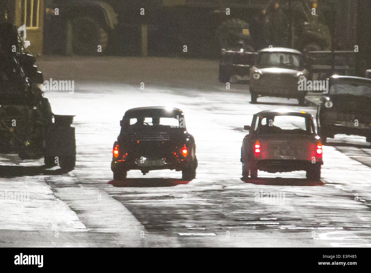 Ein Stunt-Szene gefilmt für den neuen Film "Der Mann von U.N.C.L.E" Featuring: Armie Hammer, Henry Cavil wo: Kent, Großbritannien: 31. Oktober 2013 Stockfoto