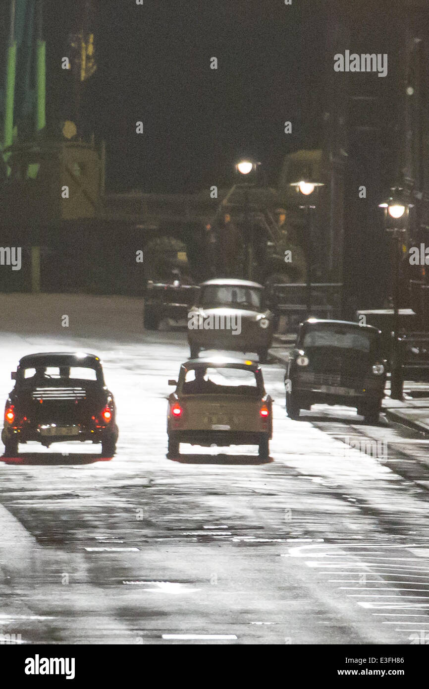 Ein Stunt-Szene gefilmt für den neuen Film "Der Mann von U.N.C.L.E" Featuring: Armie Hammer, Henry Cavil wo: Kent, Großbritannien: 31. Oktober 2013 Stockfoto