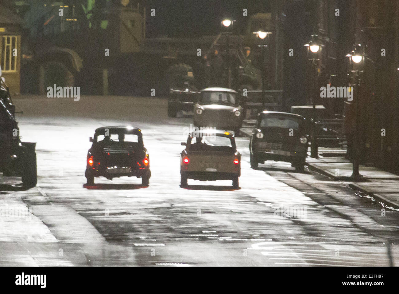 Ein Stunt-Szene gefilmt für den neuen Film "Der Mann von U.N.C.L.E" Featuring: Armie Hammer, Henry Cavil wo: Kent, Großbritannien: 31. Oktober 2013 Stockfoto