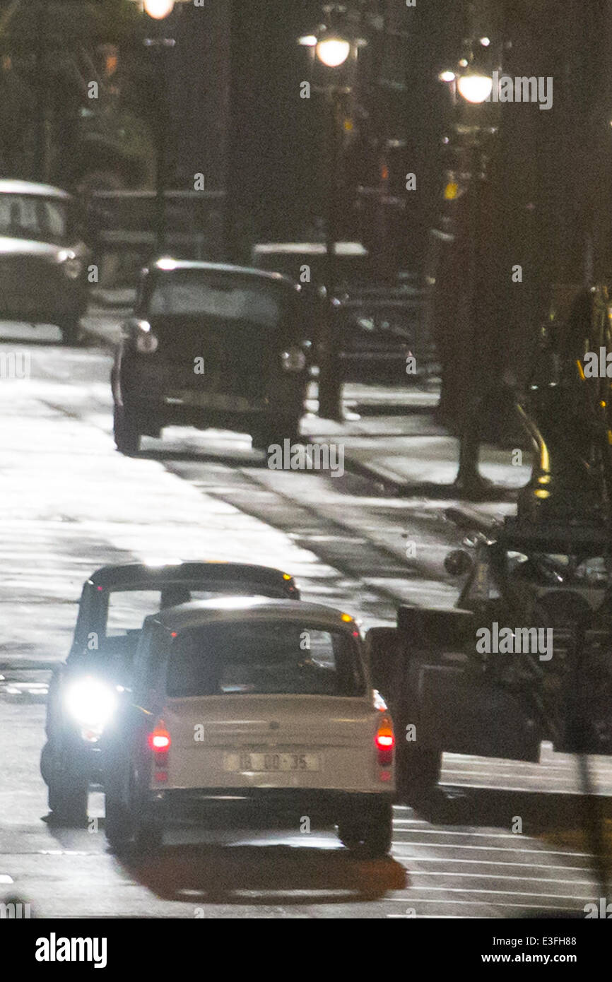 Ein Stunt-Szene gefilmt für den neuen Film "Der Mann von U.N.C.L.E" Featuring: Armie Hammer, Henry Cavil wo: Kent, Großbritannien: 31. Oktober 2013 Stockfoto