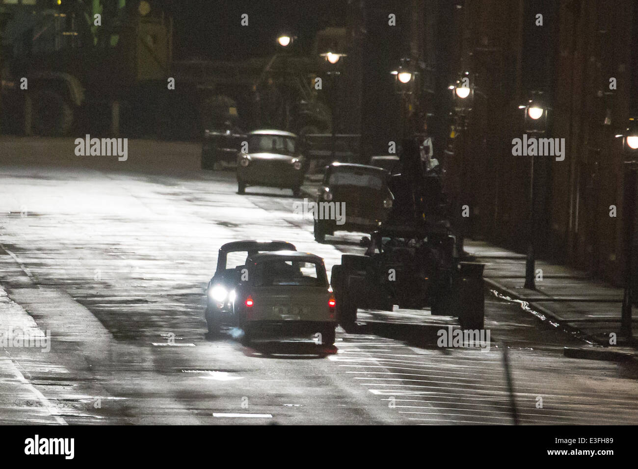 Ein Stunt-Szene gefilmt für den neuen Film "Der Mann von U.N.C.L.E" Featuring: Armie Hammer, Henry Cavil wo: Kent, Großbritannien: 31. Oktober 2013 Stockfoto