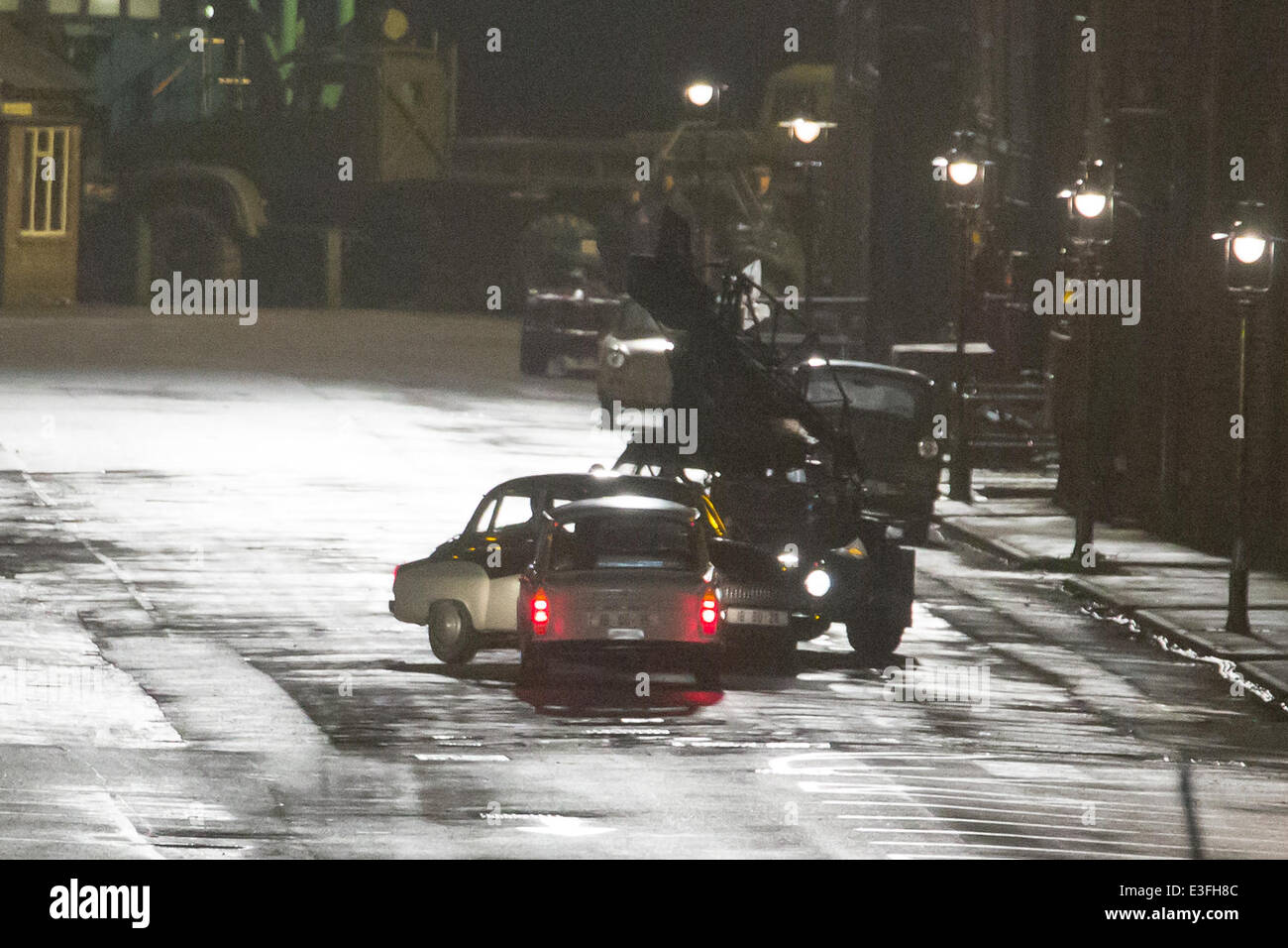 Ein Stunt-Szene gefilmt für den neuen Film "Der Mann von U.N.C.L.E" Featuring: Armie Hammer, Henry Cavil wo: Kent, Großbritannien: 31. Oktober 2013 Stockfoto