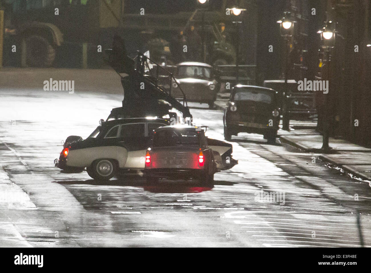 Ein Stunt-Szene gefilmt für den neuen Film "Der Mann von U.N.C.L.E" Featuring: Armie Hammer, Henry Cavil wo: Kent, Großbritannien: 31. Oktober 2013 Stockfoto