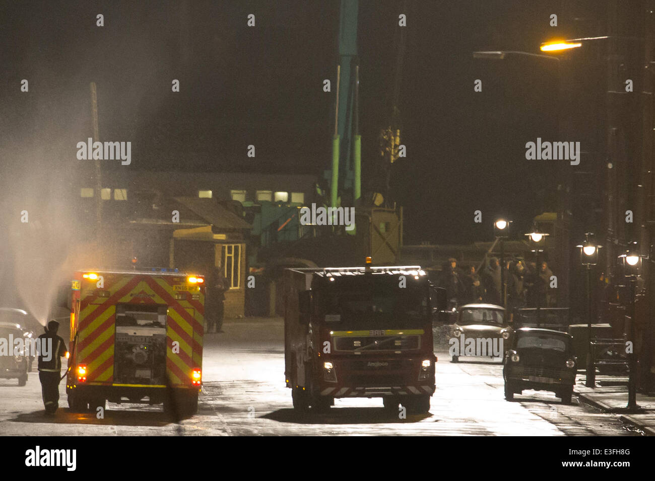 Ein Stunt-Szene gefilmt für den neuen Film "Der Mann von U.N.C.L.E" Featuring: Armie Hammer, Henry Cavil wo: Kent, Großbritannien: 31. Oktober 2013 Stockfoto