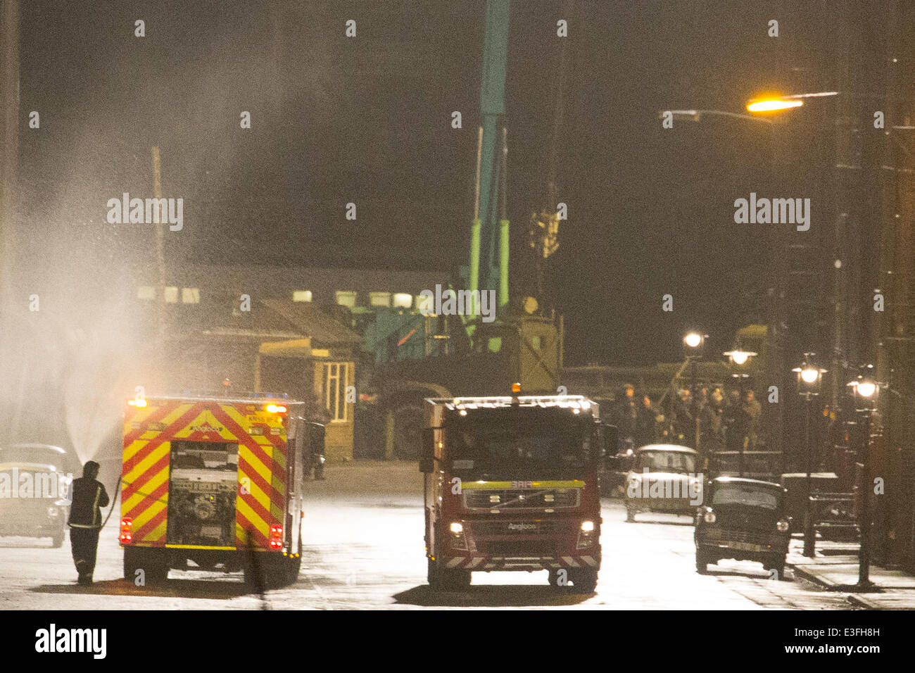 Ein Stunt-Szene gefilmt für den neuen Film "Der Mann von U.N.C.L.E" Featuring: Armie Hammer, Henry Cavil wo: Kent, Großbritannien: 31. Oktober 2013 Stockfoto