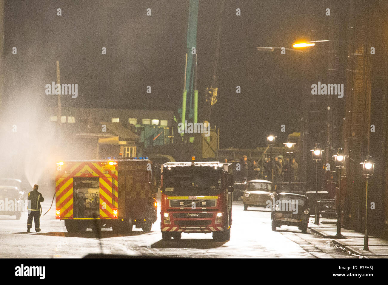 Ein Stunt-Szene gefilmt für den neuen Film "Der Mann von U.N.C.L.E" Featuring: Armie Hammer, Henry Cavil wo: Kent, Großbritannien: 31. Oktober 2013 Stockfoto