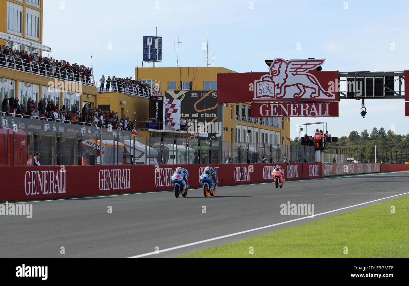 Moto2-GP-Valencia - mit: Maverick Viñales, Alex Rins, Jonas Folger Where: VALENCIA, Spanien bei: 10. November 2013 Stockfoto