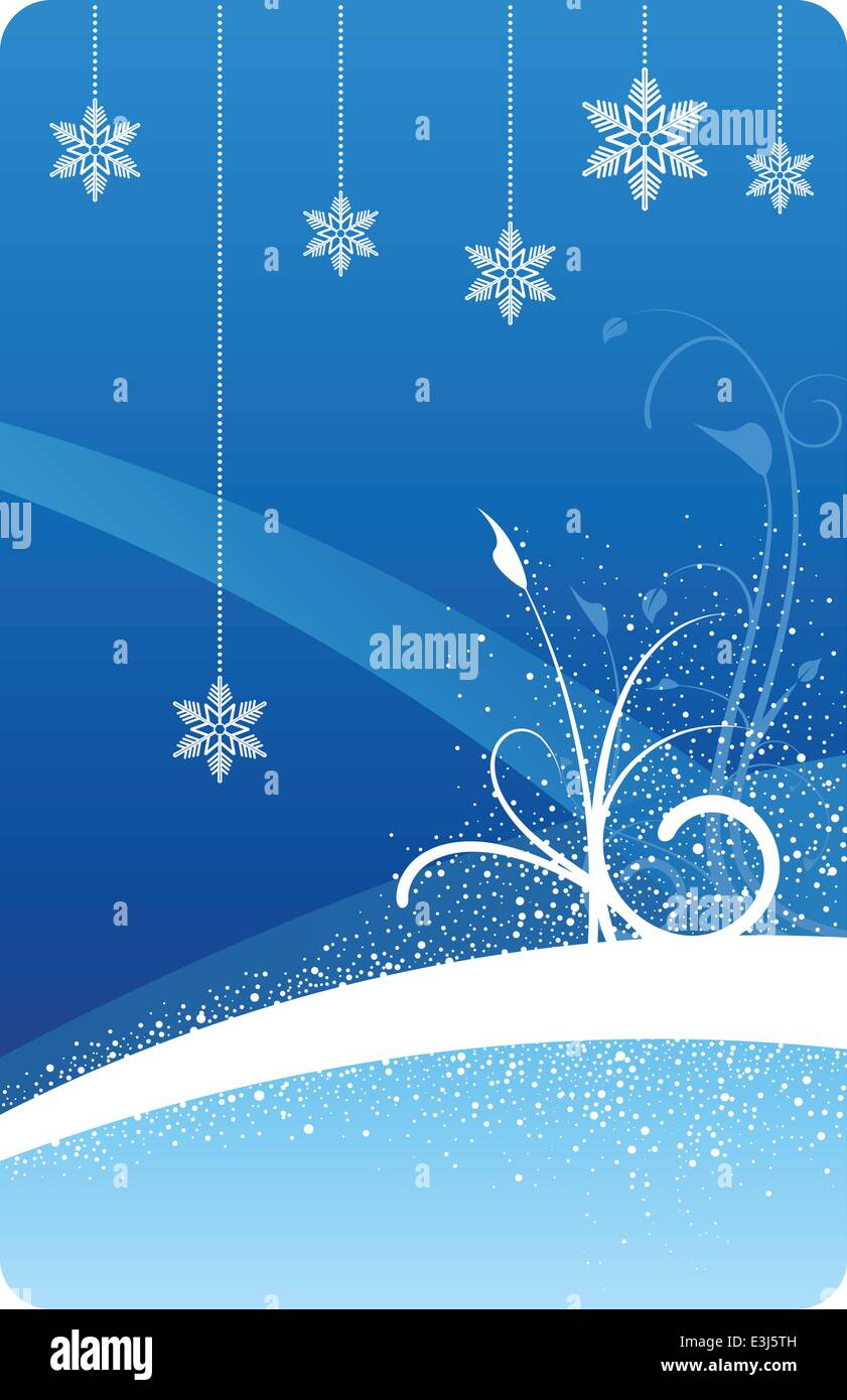 Blaue Schneeflocke floralen Design Winterkarte Stock Vektor