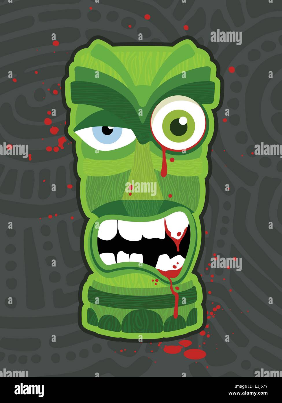 Zombie-Untoten Tiki-Totem-Vektor-Illustration-design Stock Vektor