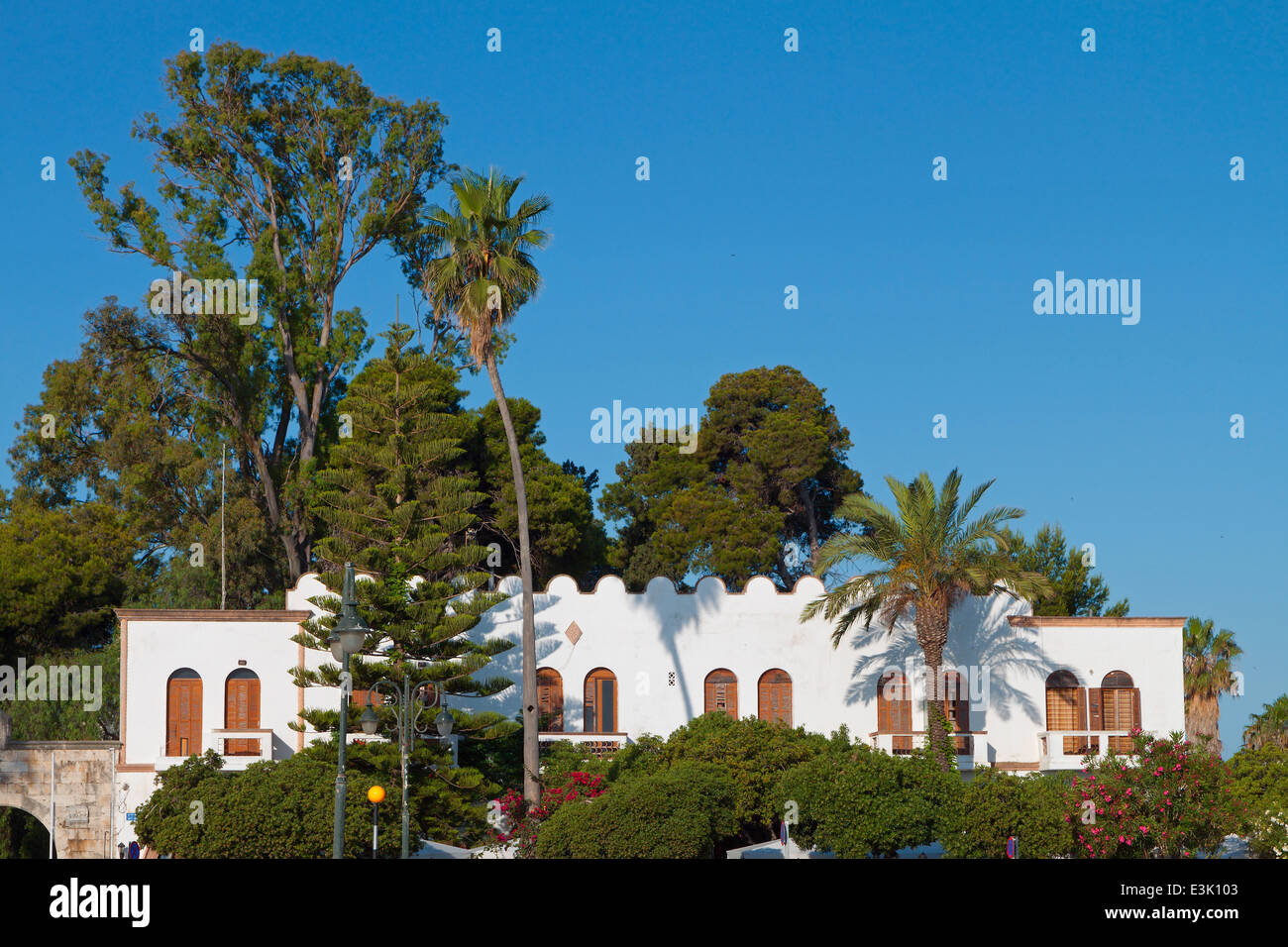 Typische italienische Architektur auf der Insel Kos in Griechenland Stockfoto