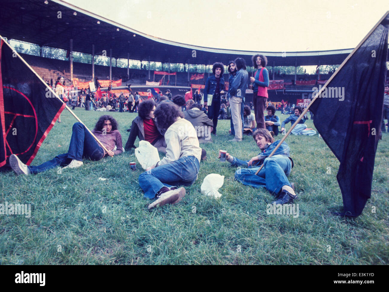 Jugendliche beim pop Music Festival, 70er Jahre Stockfoto