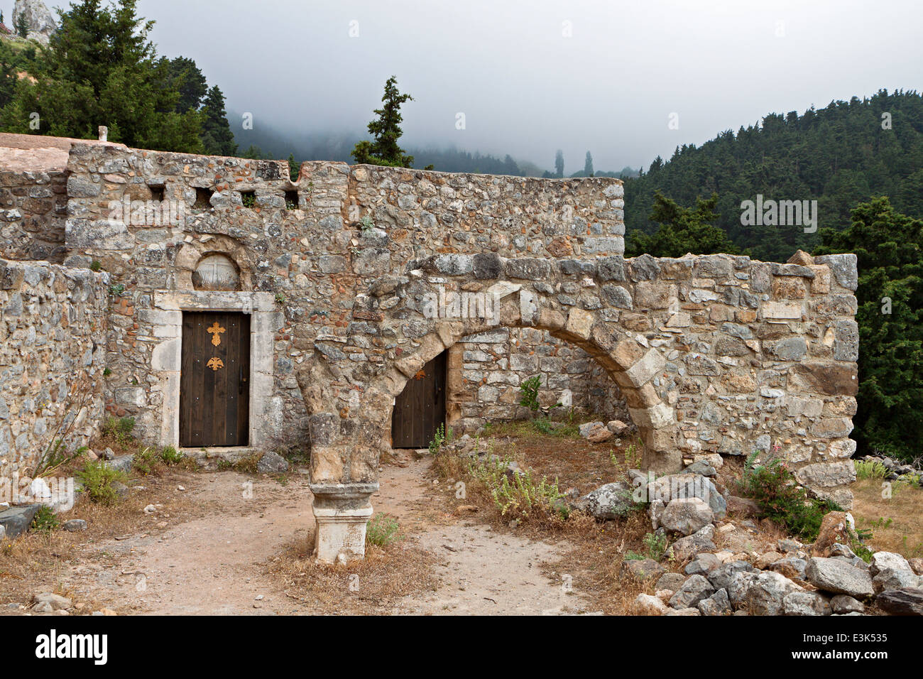 Alte Kirche im Palio Pyli Village, Insel Kos, Griechenland Stockfoto