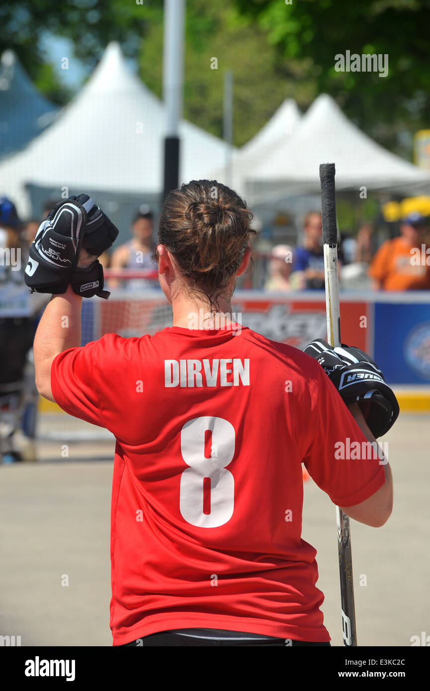 Bilder von einem "Play On" Hockey Turnier statt im Victoria Park in London, Ontario in Kanada. Stockfoto