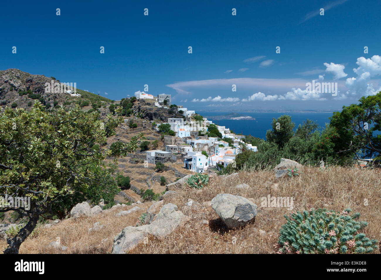 Traditionelle Dorf Emborios auf Nisyros Insel in Griechenland Stockfoto