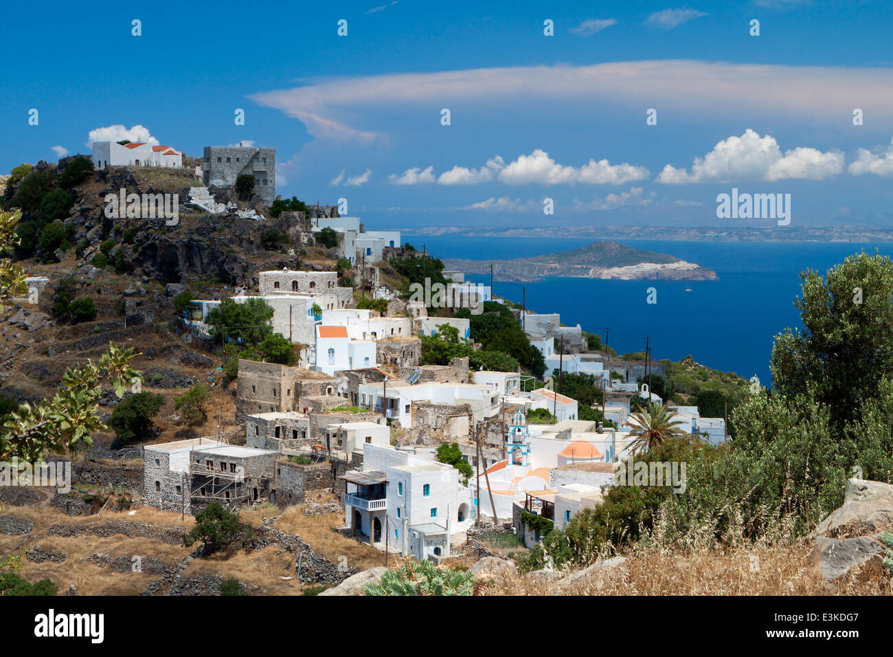 Traditionelle Dorf Emborios auf Nisyros Insel in Griechenland Stockfoto