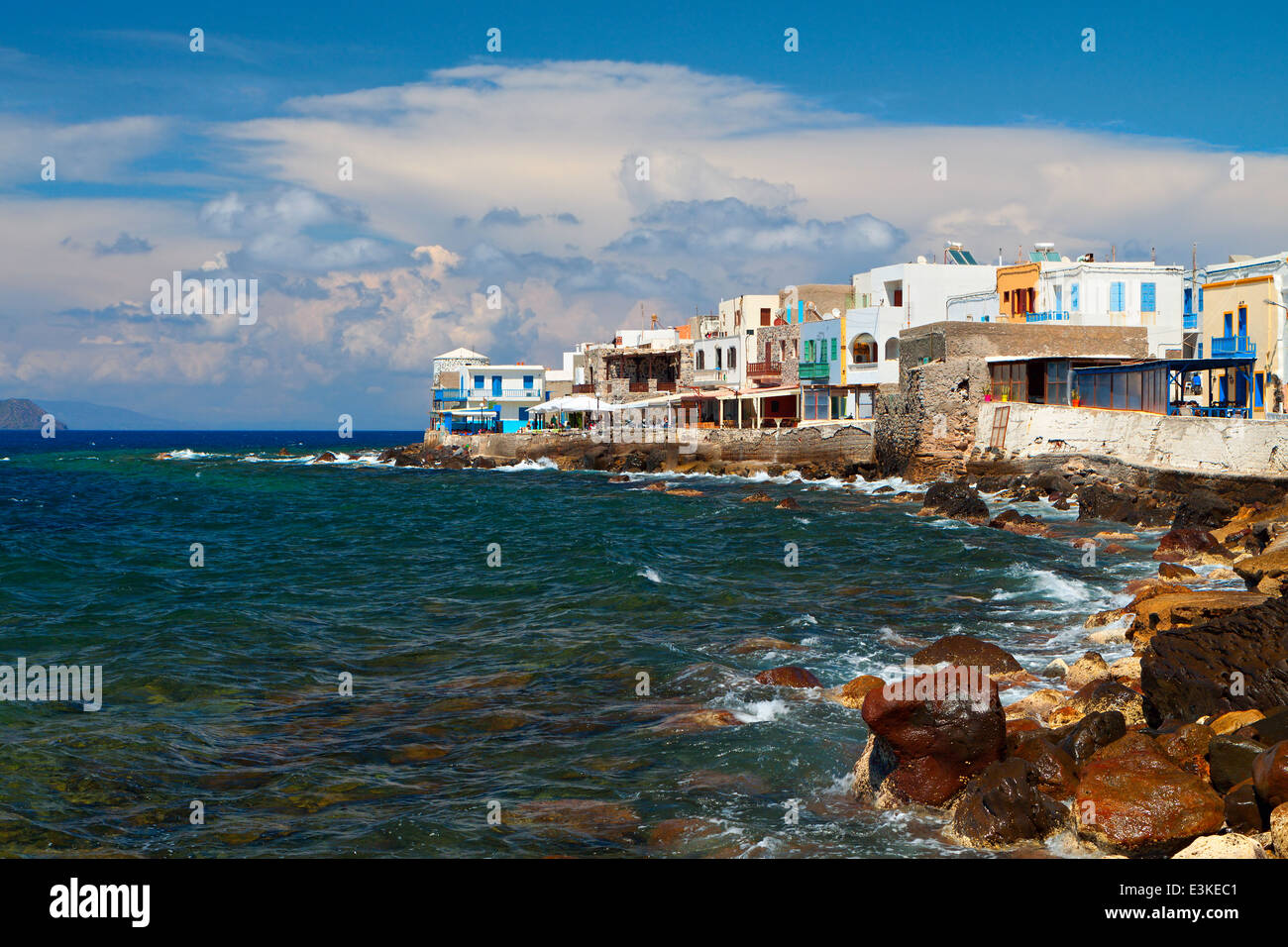 Mandraki Dorf auf Nisyros Insel in Griechenland. Stockfoto