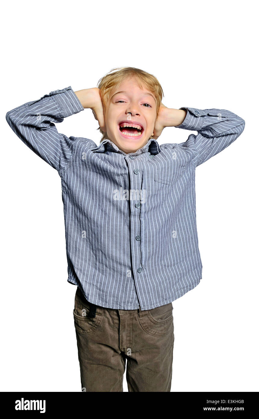 isolierte Kind schreien nicht hören Stockfoto