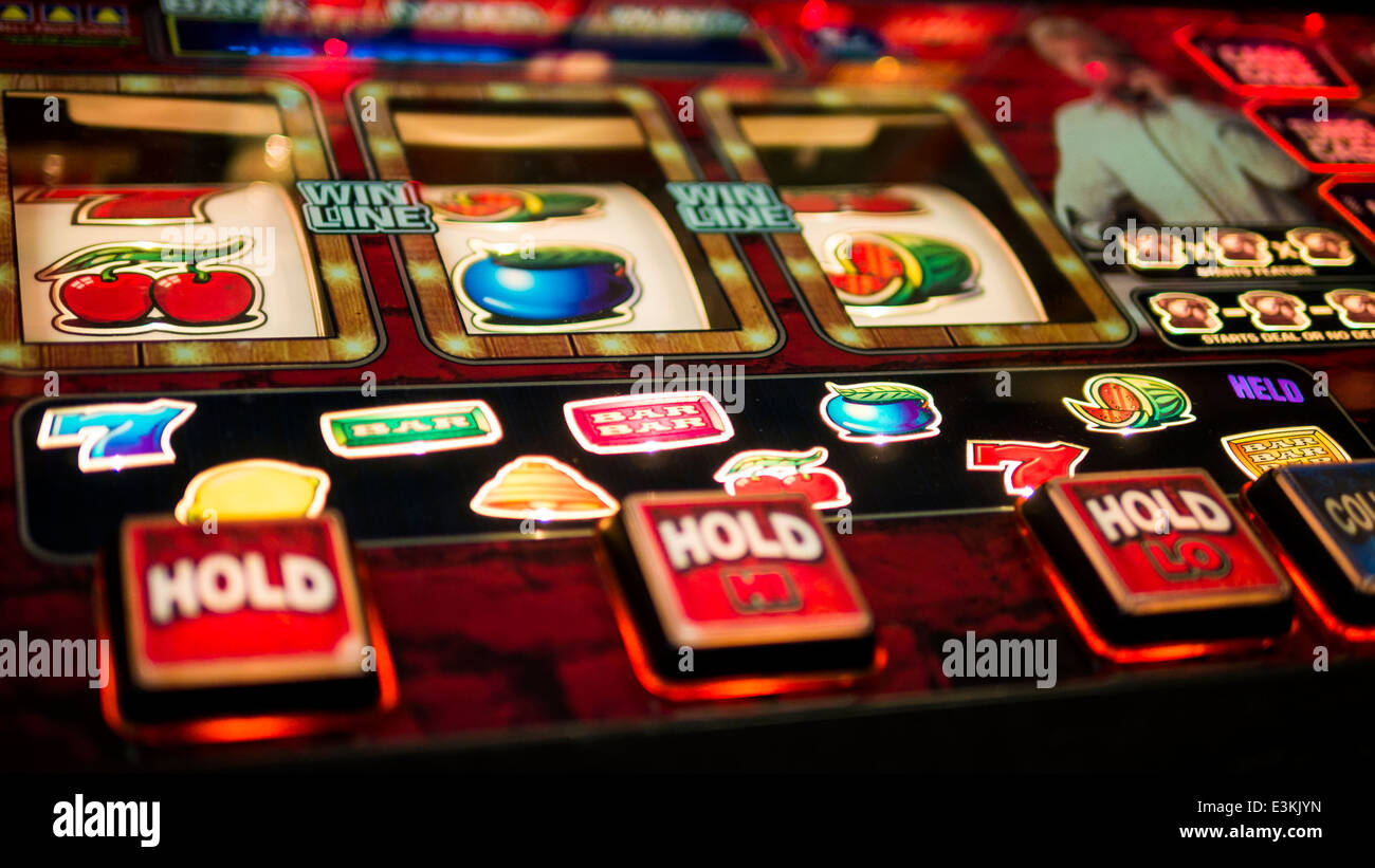 Obst oder Slot Machine, Nahaufnahme von Schaltflächen. Stockfoto