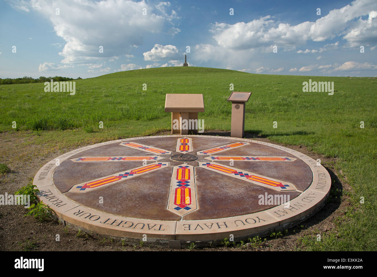 Emblem der Kaw Nation im Allegawaho Memorial Heritage Park. Stockfoto