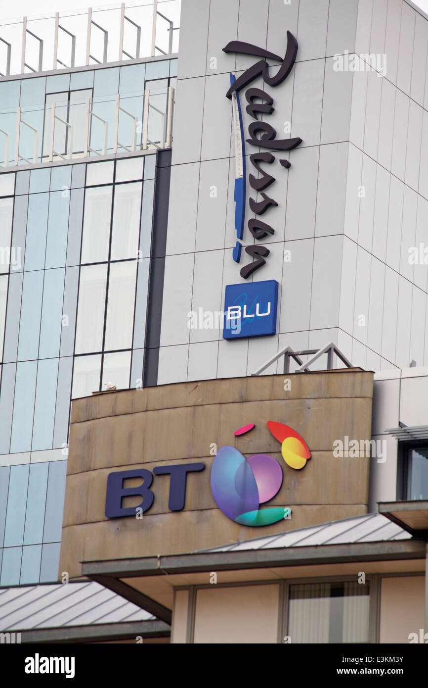 Radisson Blu und BT-Gebäude im Bristol City Centre im Mai Stockfoto