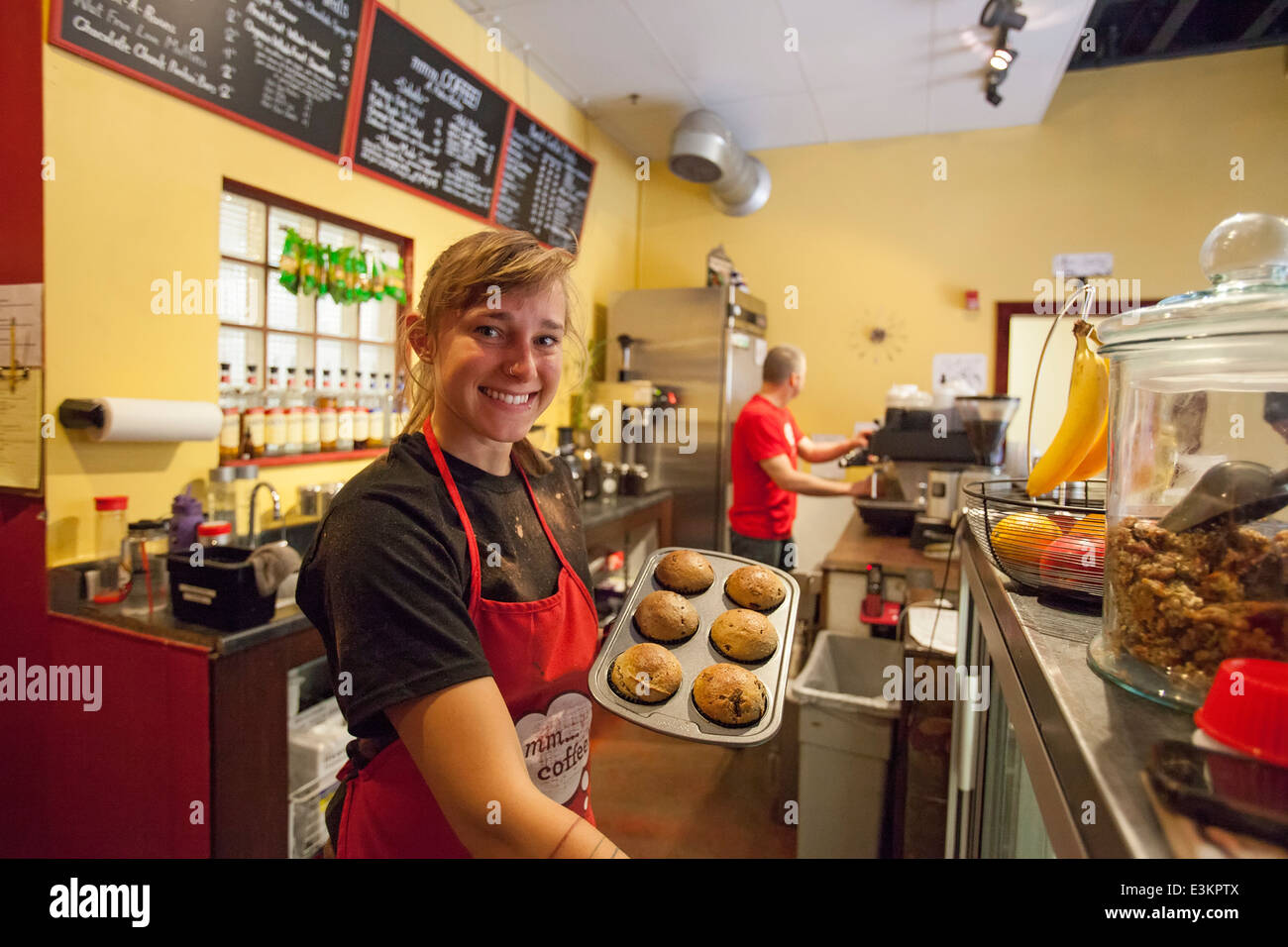 MMM... Kaffee, ein Restaurant, das sich als selbst den "ersten streng Paleo Restaurant in Amerika." Stockfoto