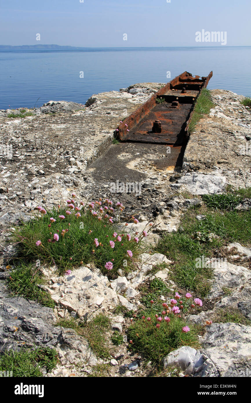 Spektakuläre Lage in Kinbane Head an der Causeway-Küste in Nordirland, gleich außerhalb von Ballycastle Stockfoto