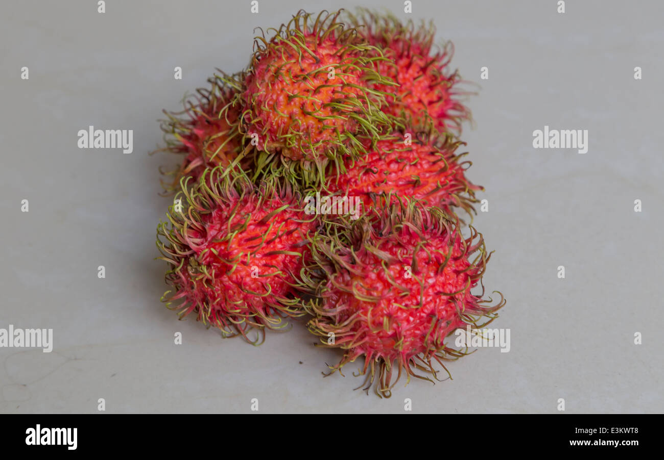 Hainan Island Ranbutan Sanya Bay tropische Früchte Stockfoto