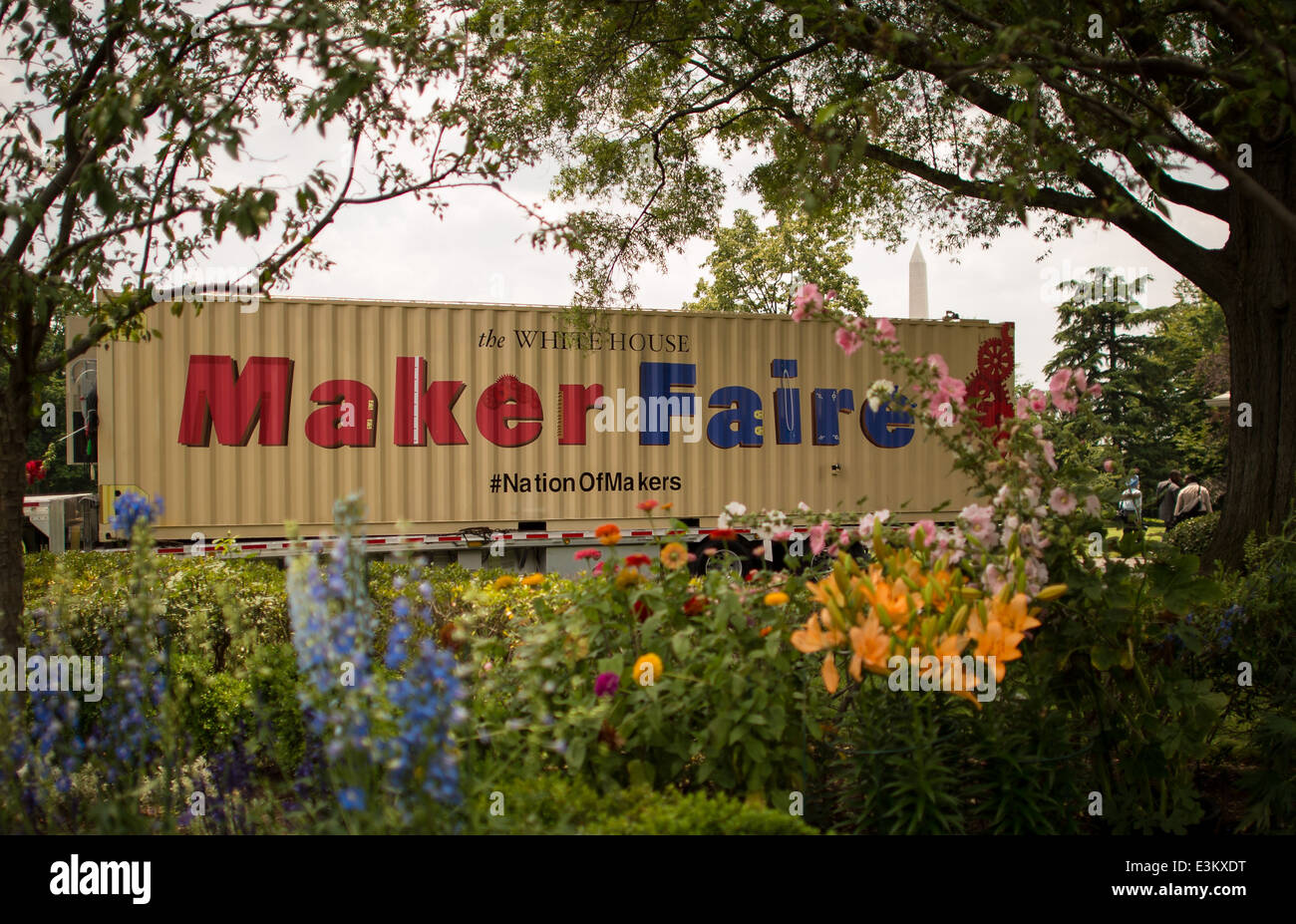 Im Weißen Haus findet eine Maker faire statt, die innovative Technologie und Kreativität präsentiert und die NASA an raumfahrtbezogenen Projekten und wissenschaftlichen Fortschritten teilnimmt. Stockfoto