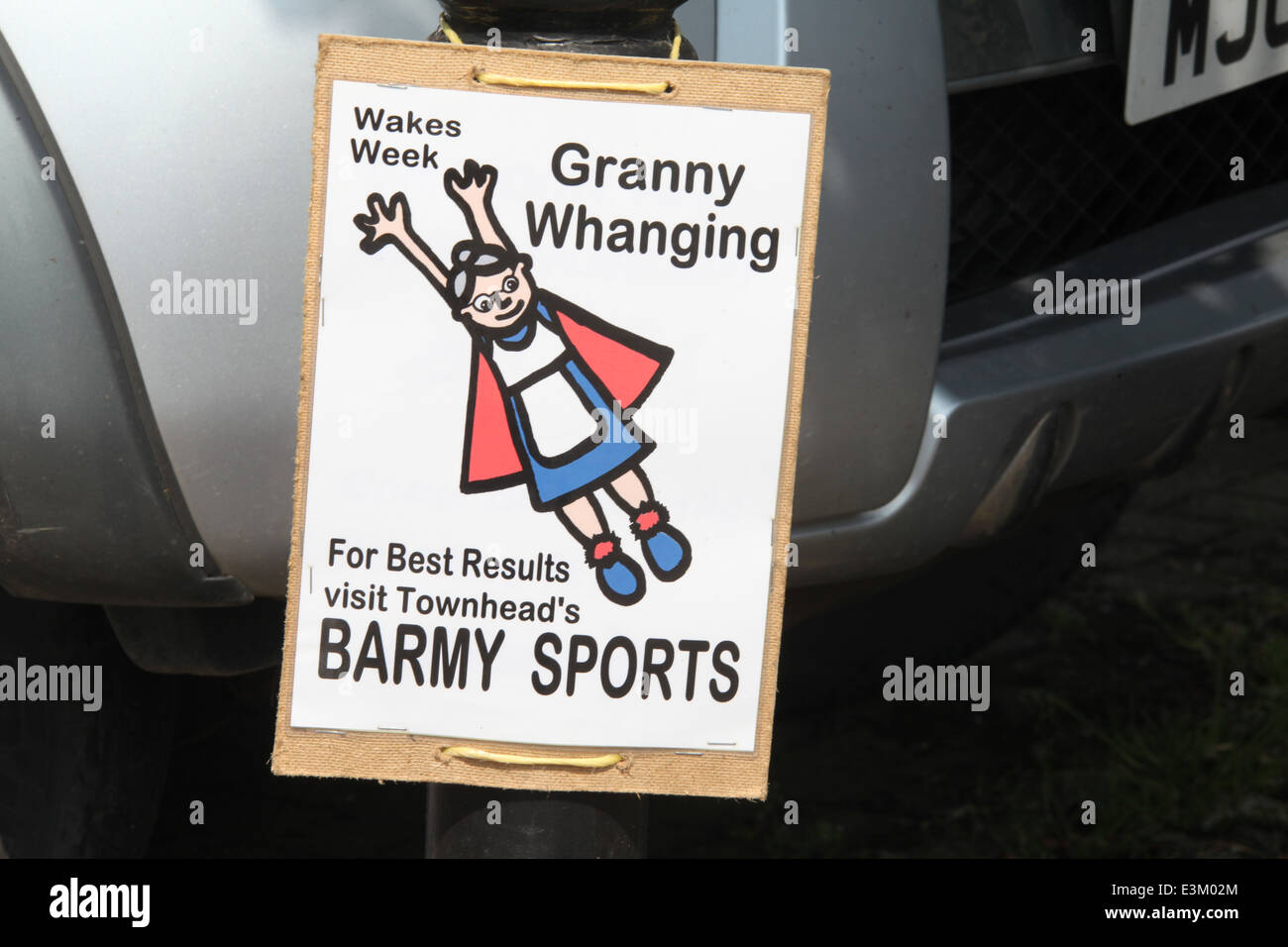 Werbung bei Tideswell weckt Woche im Peak District Barmy Oma Whanging-Sport Stockfoto