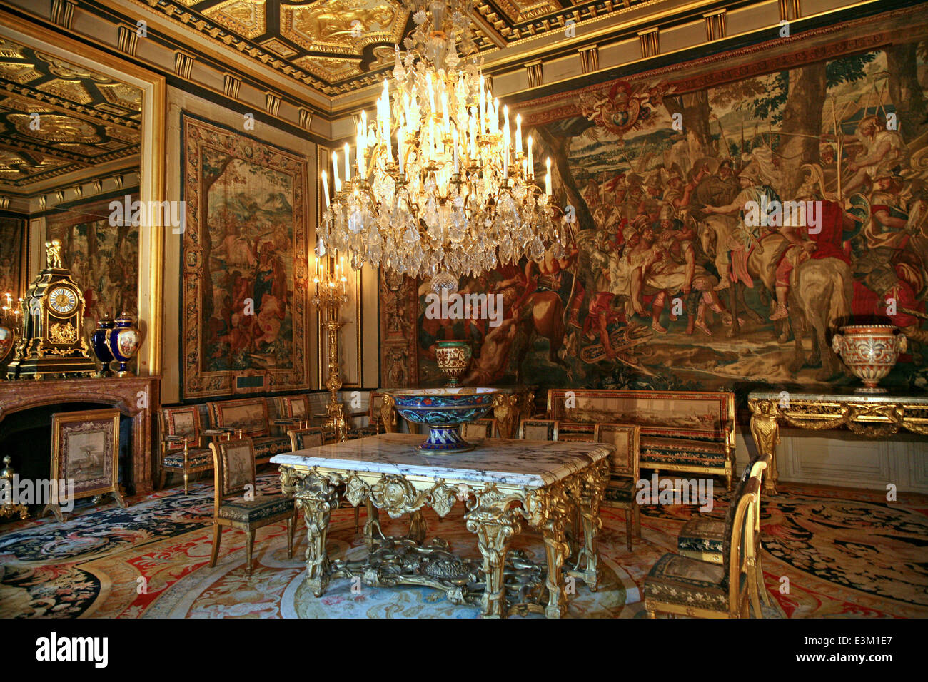 Chateau de Fontainebleau Palast, Esszimmer Stockfoto