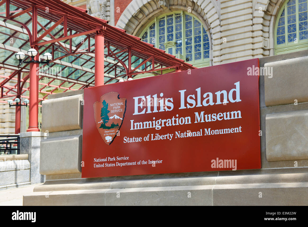 Zeichen Ellis Island Stockfoto