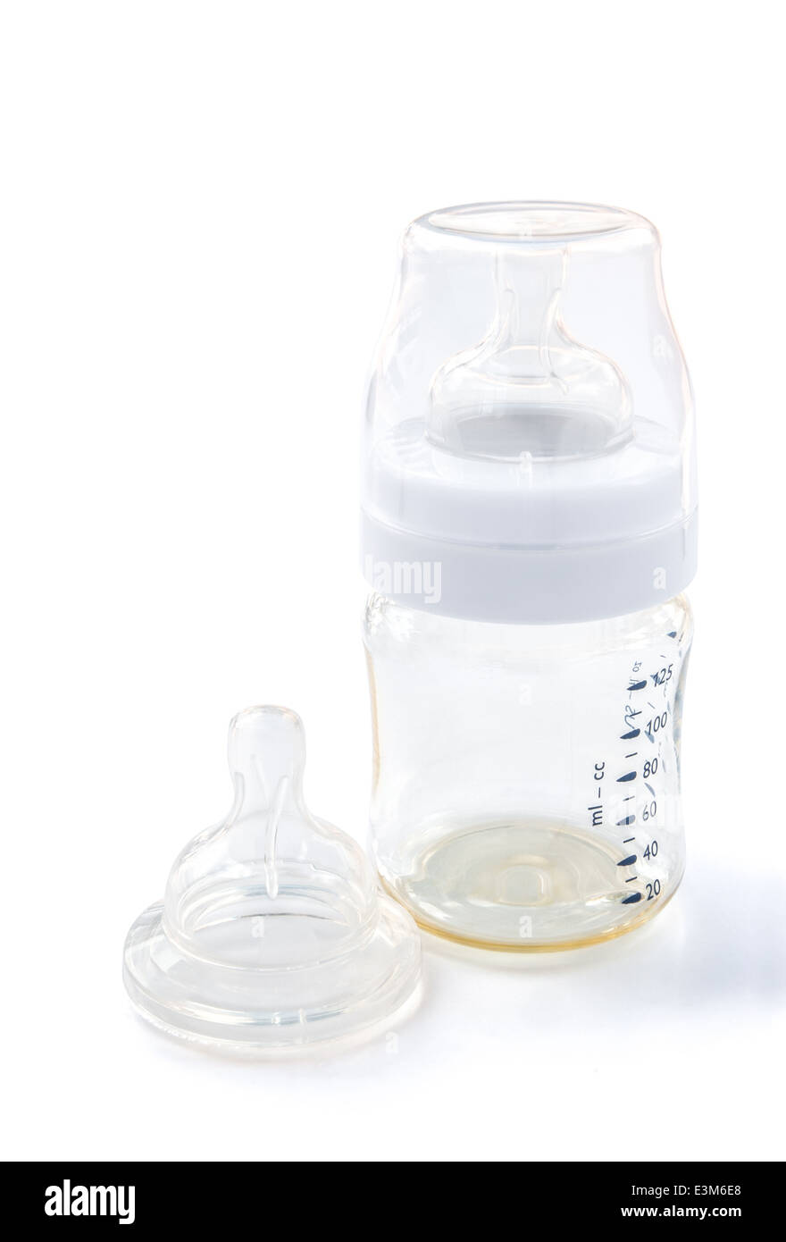 Babyflasche mit Beschneidungspfad Stockfoto