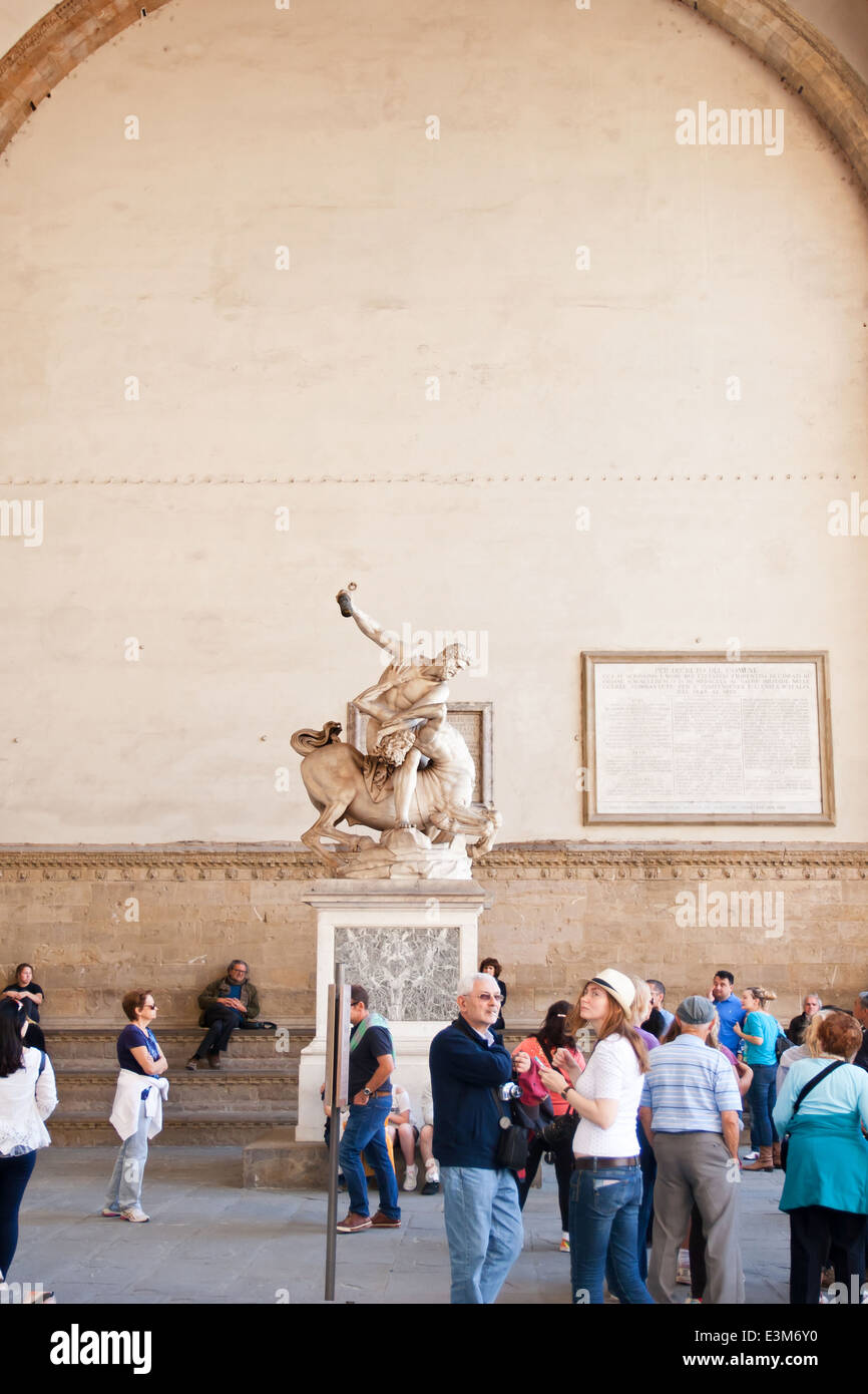 Loggia dei Lanzi, Piazza della Signoria, Florenz Stockfoto