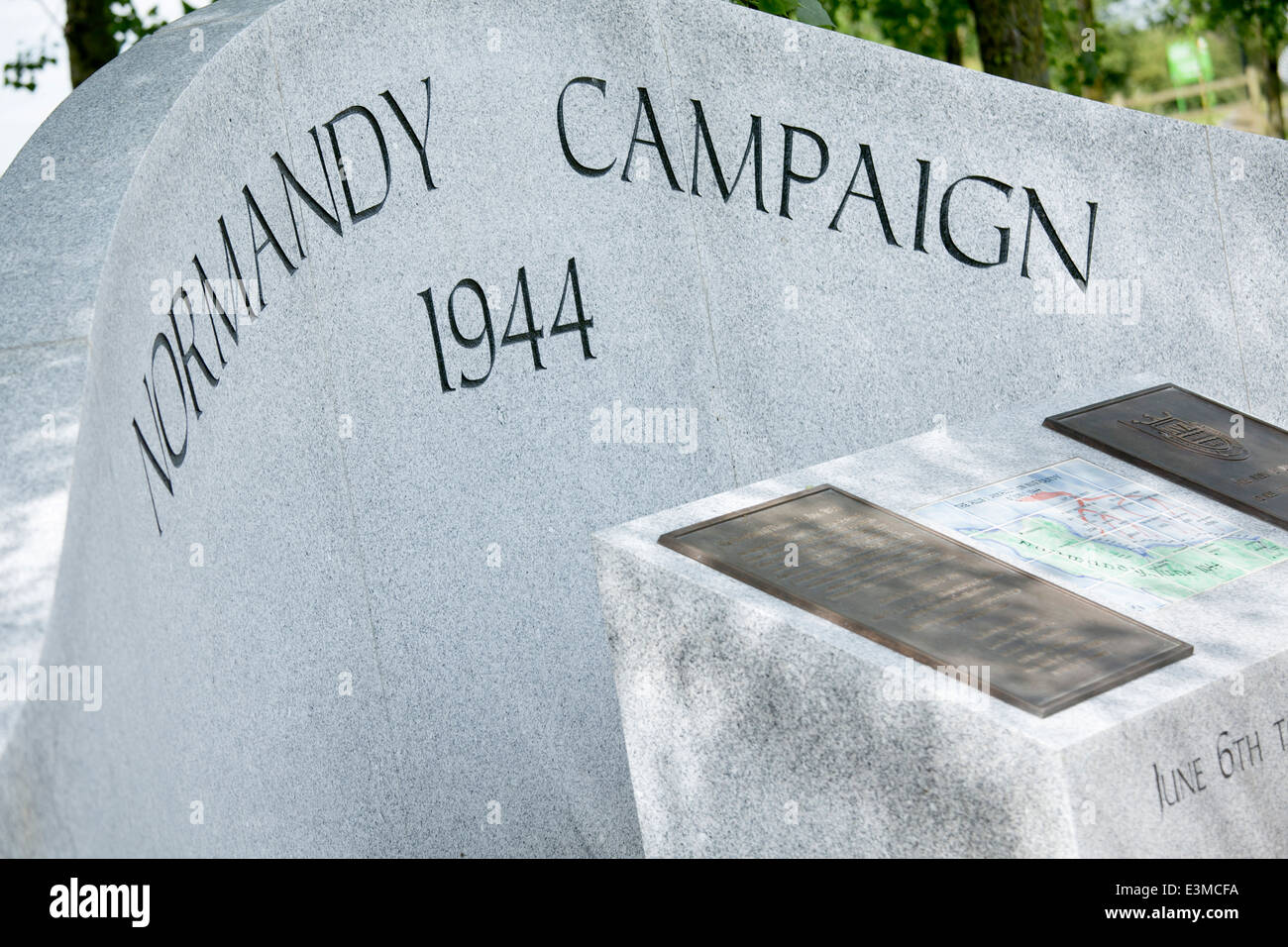 Die Normandie Kampagne Denkmal enthüllt im Jahr 2014 auf die National Memorial Arboretum, Staffordshire. Stockfoto