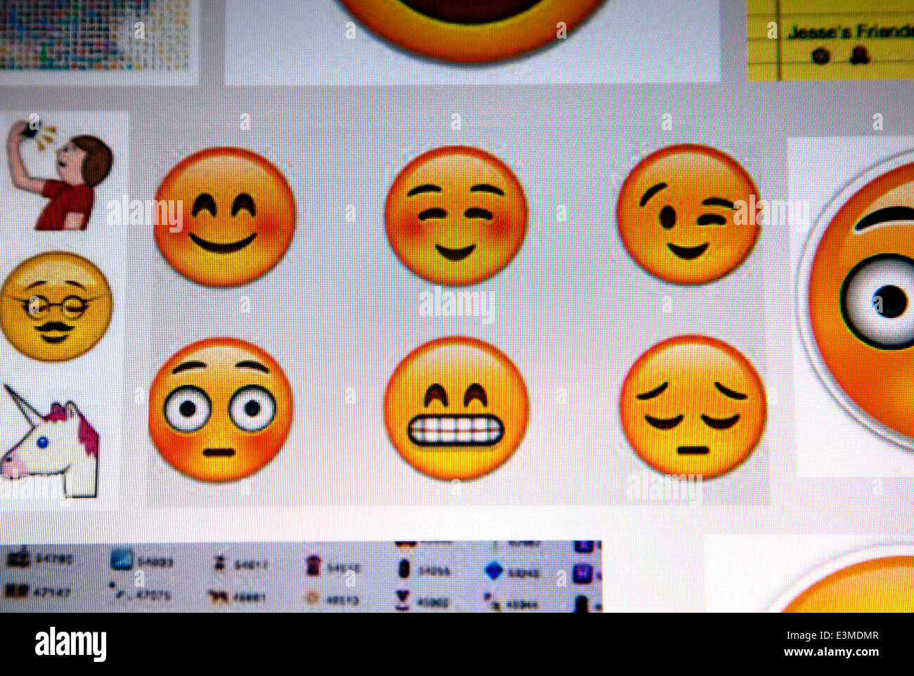 Emojis sind Ideogramme oder Smileys in e-Mails ursprünglich in Japan verwendet Stockfoto