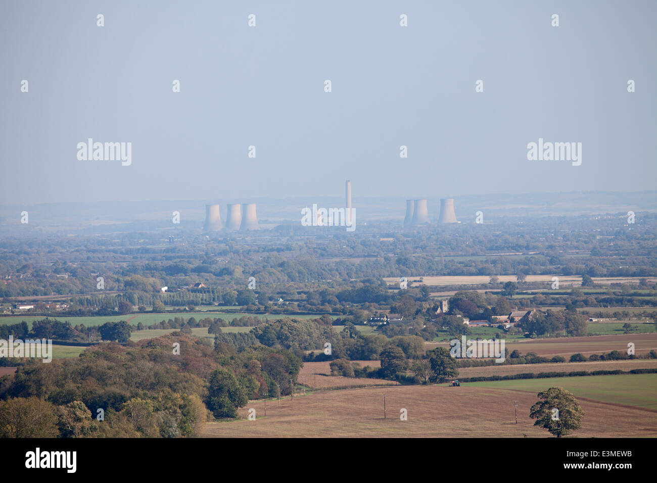 Didcot Kraftwerk aus Torheit Hill, Faringdon Stockfoto