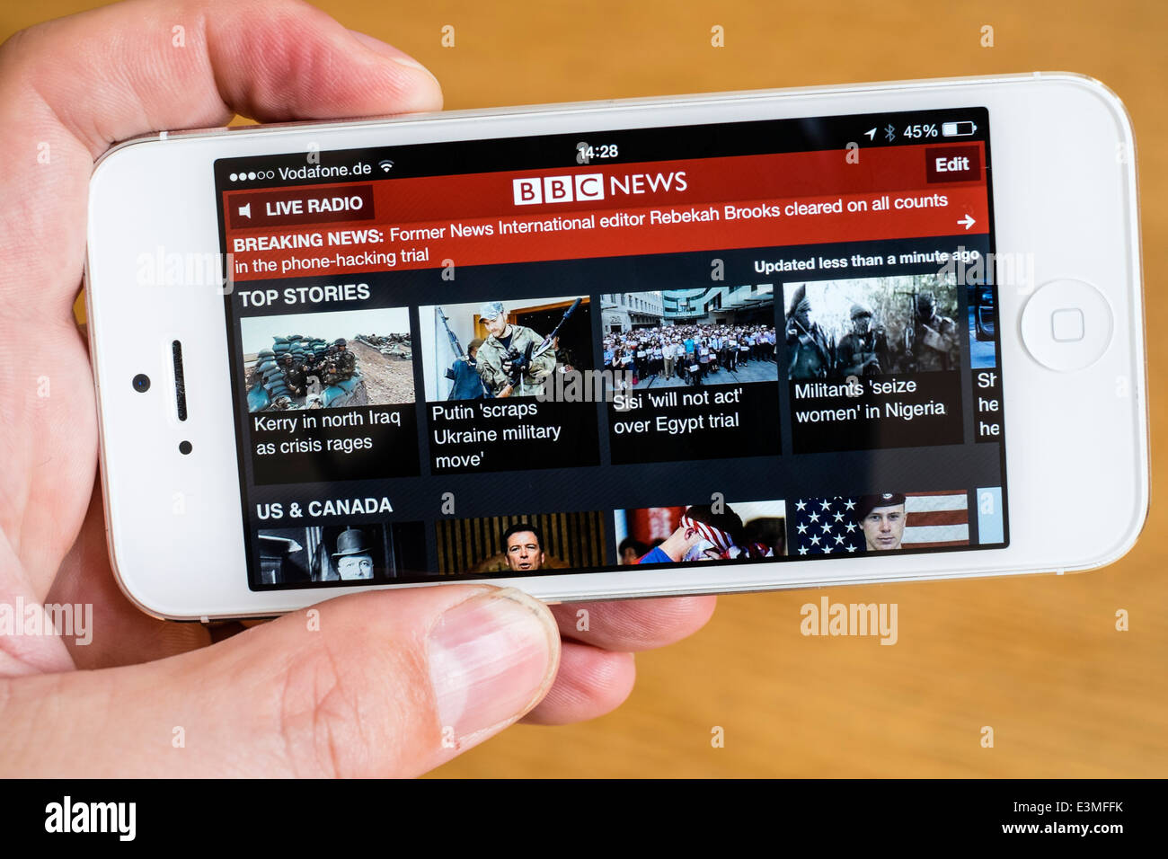 Detail der BBC Nachrichten Online-mobile-app auf iPhone Smartphone Stockfoto