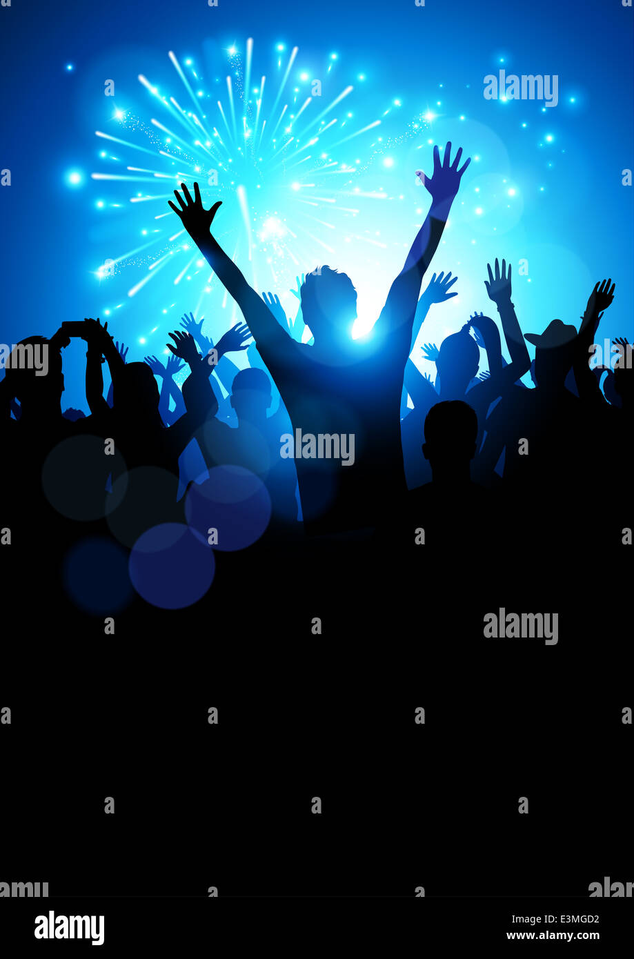 Große Party Crowd. Eine riesige Menge von jungen Menschen zu feiern. Vektor-Illustration. Stockfoto