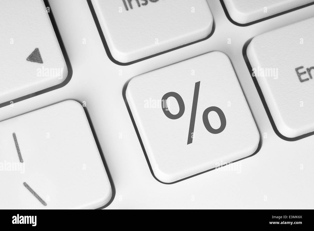 Weiß Prozent Tastatur Button Close-up Stockfoto
