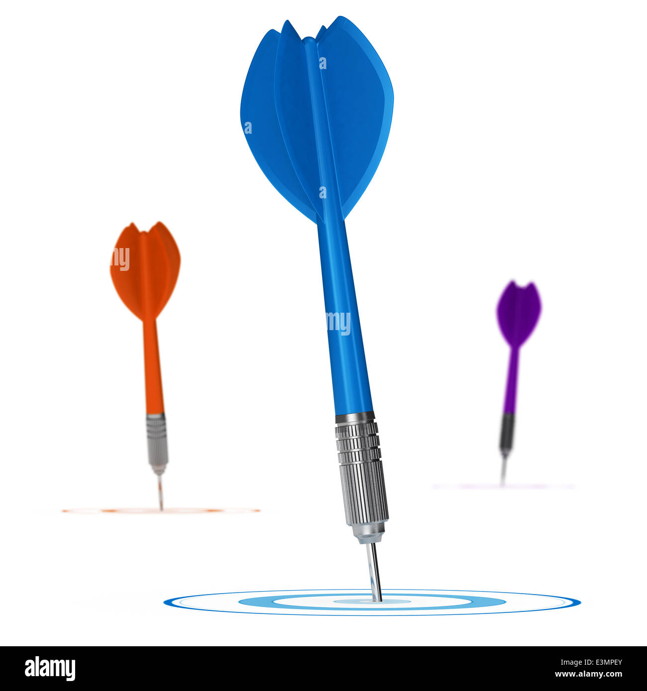 Drei darts auf die Mitte der 3 Ziele, Konzept Illustration von Werbung Ziel. Stockfoto